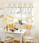 Sunflower Pencil Pleat Headed Kitchen Curtains and Tiebacks, Yellow/White, 46 x 42-Inch