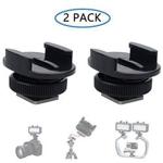 Suptig Mount Light Adapter Cold Shoe Mount Adapter For SLR Camera Gopro Camera Light And Other Action Cameras (2 PACK) Black