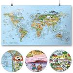 Surftrip Map by Awesome Maps - Illustrated World Map for Surfers - rewritable - 97,5 x 56 cm