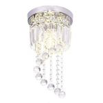 Surpars House Flush Mount 1-Light Crystal Chandelier Silver Pendant Light