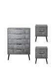 Swift Berlin Ready Assembled 3 Piece Package - 5 Drawer Chest And 2 Bedside Chests Graphite