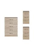 Swift Winchester Ready Assembled 3 Piece Package - 5 Drawer Chest And 2 Bedside Chests White