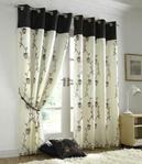 Tahiti Lined Voile Ready Made Eyelet Curtains, Chocolate, 56 x 72-Inch