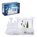 The Christmas Workshop 70079-Transparent LED Train with Santa Sleigh in Swirling Water and Glitter