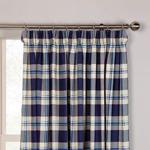 The Textile House Chelsea 3″ Tape Top Printed Kitchen Curtains (Pair) - Blue - 46″ Wide x 42″ Drop (117cm x 107cm)