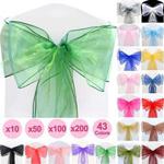 Time to Sparkle Pack of 100 Organza Sashes 22x280cm Wider Sash Fuller Bows Chair Cover Bows Sash for Wedding Party Birthday Decoration - Green Shimmer