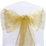 Time to Sparkle Pack of 100 Organza Sashes 22x280cm Wider Sash Fuller Bows Chair Cover Bows Sash for Wedding Party Birthday Decoration - Precious Gold