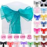 Time to Sparkle Pack of 100 Organza Sashes 22x280cm Wider Sash Fuller Bows Chair Cover Bows Sash for Wedding Party Birthday Decoration - Teal Green