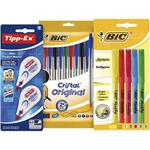 Tipp-Ex Mini Pocket Mouse Correctors, BIC Cristal Original Ball Pens, BIC Highlighter Pens - Assorted Colours, Lot of 1