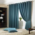 Tony's Textiles Madison Eyelet Teal Curtains 66″ Wide x 90″ Drop