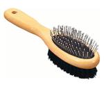 Trixie Dog brush, wood, double sided, oval