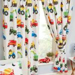 TRUCKS AND TRANSPORT FULLY LINED CURTAINS CARS DIGGERS TRACTORS 66″ x 72″