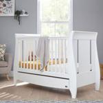 Tutti Bambini Lucas Sleigh Cot Bed Inc Under Bed Drawer-White