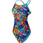 TYR Womens Astratto Cutoutfit Swimsuit - 28″ Blue/Multi