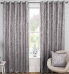 Tyrone Textiles Halo Sparkle Thermal Lined Eyelet Curtains, Glitter Bling Block Out Curtains, Ring Top Curtain Pairs, Grey, Silver, 90″ x 90″