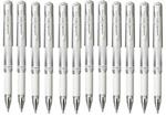 Uni Ball White Signo Pen Broad Metallic Gel Ink Rollerball Metal 1mm Tip Nib 0.65mm Line Width With Rubber Grip UM-153 (Pack Of 12)