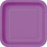 Unique Party 34478 - 18cm Square Purple Party Plates, Pack of 16