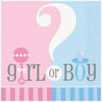 Unique Party 47382 - Gender Reveal Baby Shower Napkins, Pack of 20