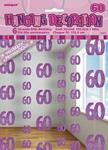 Unique Party 55327 - 5ft Hanging Glitz Pink 60th Birthday Decorations, Pack of 6