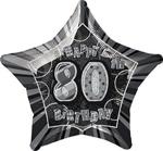 Unique Party 55935 - 20″ Foil Glitz Black Happy 80th Birthday Balloon