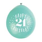 Unique Party 56048 - 9″ Latex Assorted Happy 21st Birthday Balloons, Pack of 10