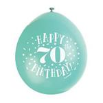 Unique Party 56054 - 9″ Latex Assorted Happy 70th Birthday Balloons, Pack of 10