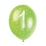Unique Party 56081 - 12″ Pearlised Latex Assorted Number 1 Birthday Balloons, Pack of 5
