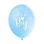 Unique Party 56115 - 12″ Pearlised Latex Assorted Blue ″It's A Boy″ Baby Shower Balloons, Pack of 5