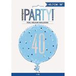 Unique Party 83359 83359-18″ Foil Glitz Blue & Silver 40th Birthday Balloon, Blue, Age 40