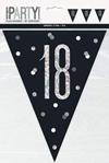 Unique Party 83424 83424-9ft Glitz Black & Silver 18th Birthday Bunting Banner, Black, Age 18