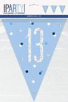 Unique Party 83435 83435-9ft Glitz Blue & Silver 13th Birthday Bunting Banner, Blue, Age 13