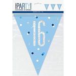 Unique Party 83436 83436-9ft Glitz Blue & Silver 16th Birthday Bunting Banner, Blue, Age 16