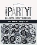 Unique Party 83829 83829-Glitz Black & Silver 60th Birthday Confetti, Black, Age 60