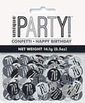 Unique Party 83830 83830-Glitz Black & Silver 70th Birthday Confetti, Black, Age 70