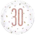 Unique Party 84902 84902-18″ Foil Glitz Rose Gold 30th Birthday Balloon, Age 30