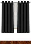 Utopia Bedding 2 Panels Eyelet Blackout Curtains Thermal Insulated for Bedroom, W46 x L54 Inches, Black