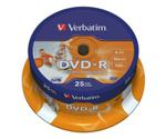 Verbatim DVD-R 4,7GB 120min 16x Wide Inkjet Printable ID Brand printable 25pk Spindle