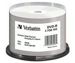 Verbatim DVD-R 4,7GB 120min 16x Wide Thermal Printable No ID Brand printable 50pk Spindle