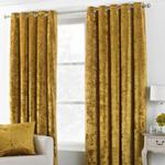 Verona Ochre Velvet Eyelet Curtains Ochre