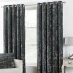 Verona Pewter Velvet Eyelet Curtain Pewter (Grey)