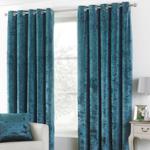 Verona Teal Velvet Eyelet Curtains Teal (Blue)