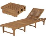 VidaXL Foldable Wooden Lounger with table (44253)