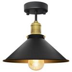 Vintage Industrial Flush Mount Ceiling Lampshade Black Metal Antique Brass Pendant Light Fitting M010