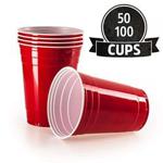Vivaloo Large Plastic Cups - 100 Cups, 16 oz, 455 ml, Disposable Red Cups, Pack of 100 Cups