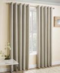 Vogue, Lined Eyelet Curtains, Ring Top, Thermal Lined, Block Out, Cream, Beige, 66″ x 90