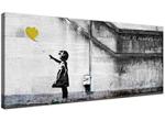 Wallfillers Yellow Canvas Art of Banksy Balloon Girl - 1221