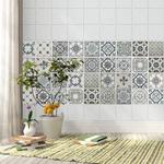 WALPLUS 10cm(4'')24 pcs Blue Azulejo Mosaic Wall Tile Stickers Peel and Stick Backsplash Self-Adhesive Decals Home Decor Living Room DIY Splashbacks for Kitchen Bathroom Tile Paint Stick on Tiles Idea