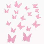 Walplus Pink 3D Butterfly Wall Stickers 12-Piece Removable Self-Adhesive Mural Art Decals Vinyl Home Decoration DIY Living Bedroom Office Décor Wallpaper Kids Room Gift, Pink