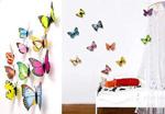 Walplus Wall Stickers 3D Colourful Butterfly Removable Self-Adhesive Mural Art Decals Vinyl Home Decoration DIY Living Bedroom Office Décor Wallpaper Kids Room Gift, Multi-Colour