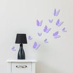 Walplus Wall Stickers Lavender 3D Butterflies Removable Self-Adhesive Mural Art Decals Vinyl Home Decoration DIY Living Bedroom Office Décor Wallpaper Kids Room Gift